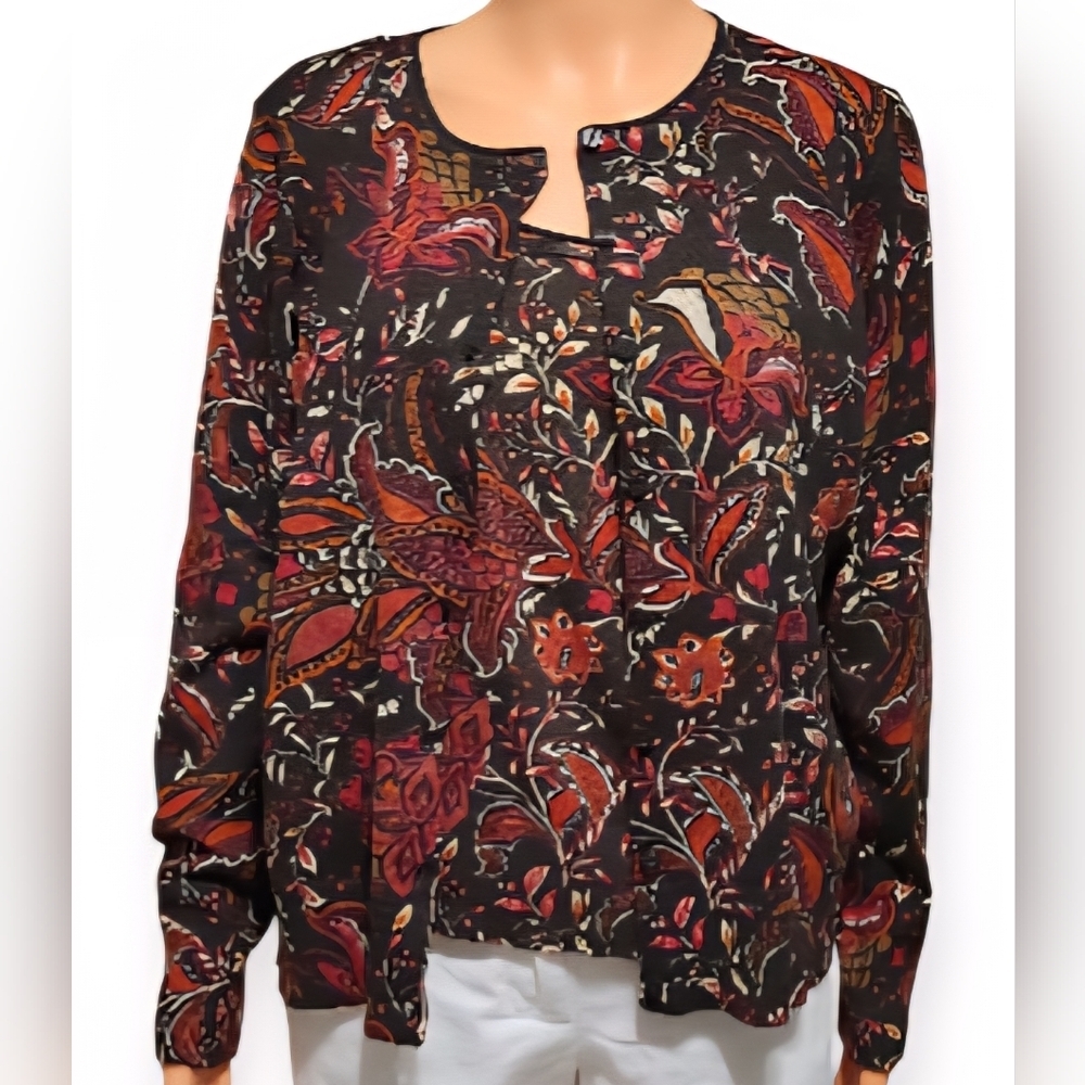 Emma James Black and Red Floral Top and Jacket